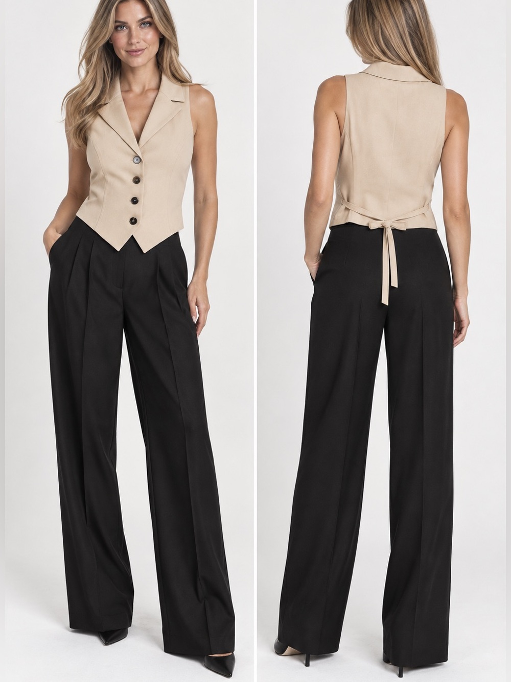 Vest Sz Large ❤️ Cider Women’s Tan Beige With Ties